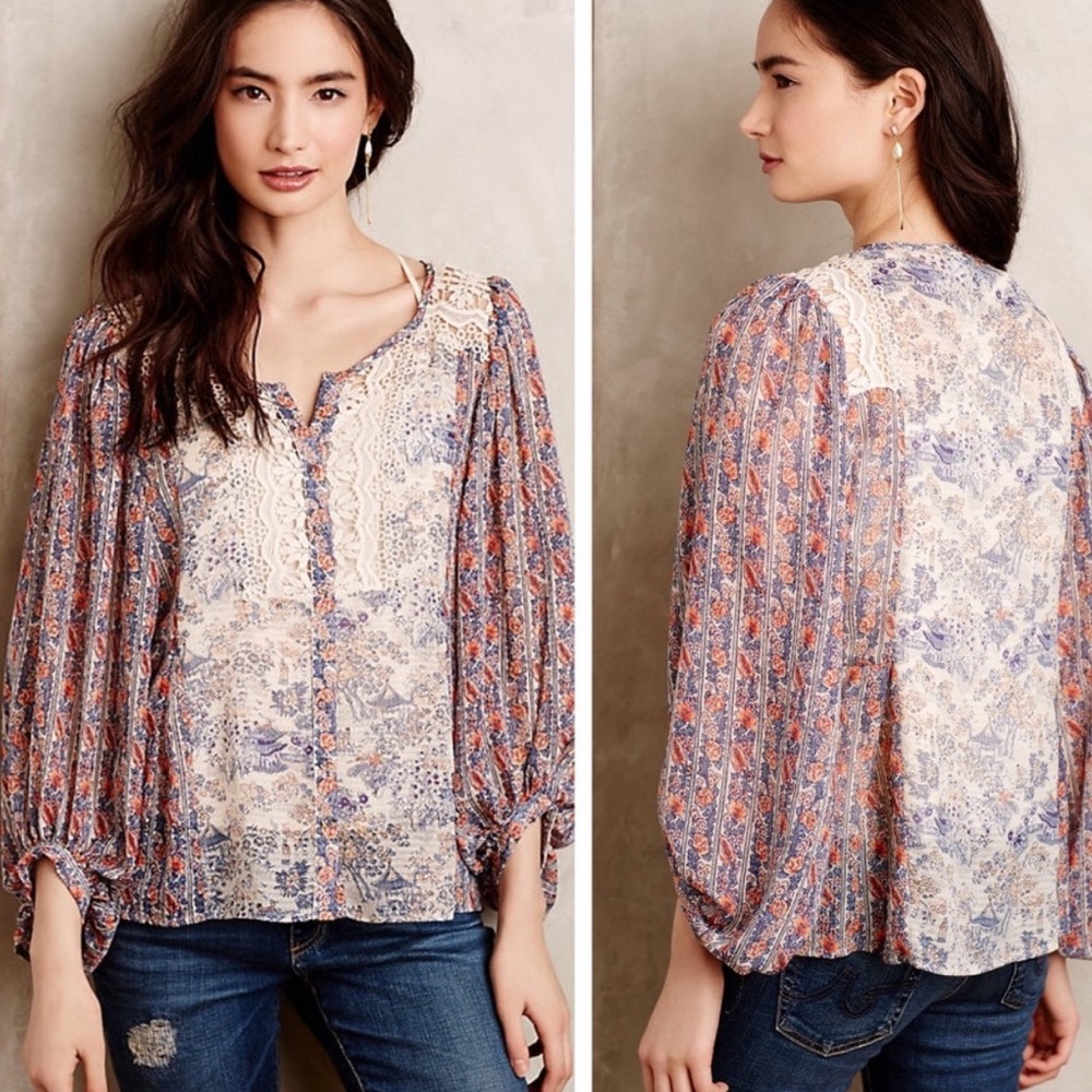 ANTHRO hd in paris Chinoiserie Peasant Blouse
